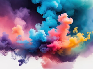 Colorful smoke in the form of a cloud. Abstract background.