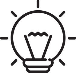 Flat Style Light bulb icon in line art.