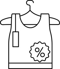 Undershirt And Percentage Label Icon In Thin Line Art.