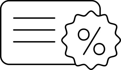 Discount Coupon Or Card Icon In Black Line Art.