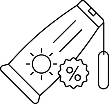 recommend clip art: Sunscreen Tube With Percentage Tag Icon In Thin Line Art.