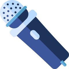 Flat style microphone icon in blue color.