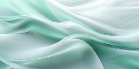 Obraz premium Abstract white and Mint Green silk fabric weave of cotton or linen satin fabric lies texture background.