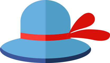 Woman hat icon in blue and red color.
