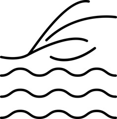 Line art illustration of Tsunami icon.
