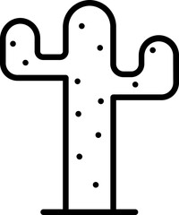 Illustration of Cactus plant icon in black line art.