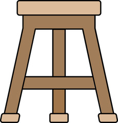 Three Legged Stool Icon In Brown Color.