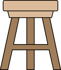 Three Legged Stool Icon In Brown Color.