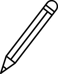 Black Line Art Pencil icon in flat style.