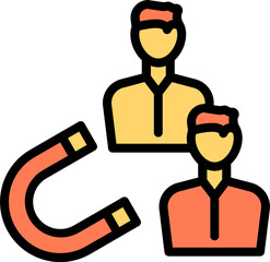 Customer Acquisition Icon In Orange And Yellow Color.