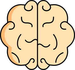 Flat style brain icon in orange and black color.