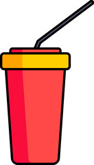 Drink glass with straw icon in red and yellow color.