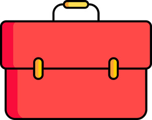 Briefcase or office bag icon in red and yellow color.