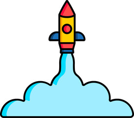 Rocket or project launch icon in flat style.