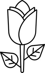 Flat Style Flower Icon In Black Outline.