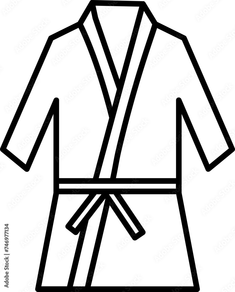 Sticker Line Art Martial Arts or Judo Karate Suit Icon.