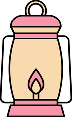 Oil Lantern Icon In Pink And Peach Yellow Color.
