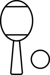 Table Tennis Racket Icon in Thin Line Art.