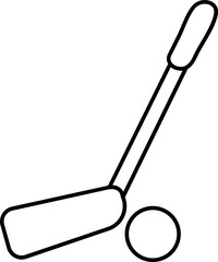 Illustration of Golf Stick with Ball Icon in Line Art.