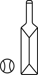 Cricket Bat and Ball Icon in Line Art.