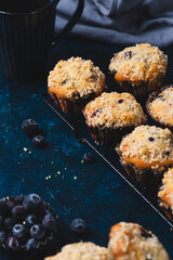 Blueberry muffins baked at home