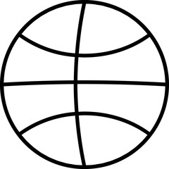 Isolated Basketball icon in black line art.