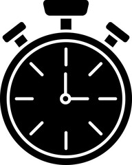 Alarm clock icon in b&w color.