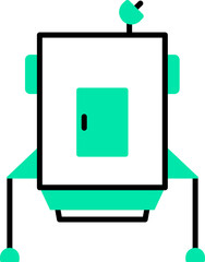 Spaceship satellite icon in green and black color.