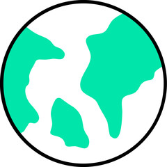 Green and White Earth icon in flat style.