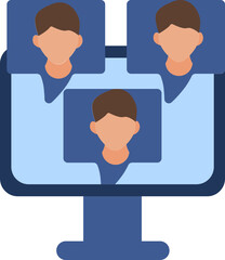 Online group chatting from computer icon in blue color.