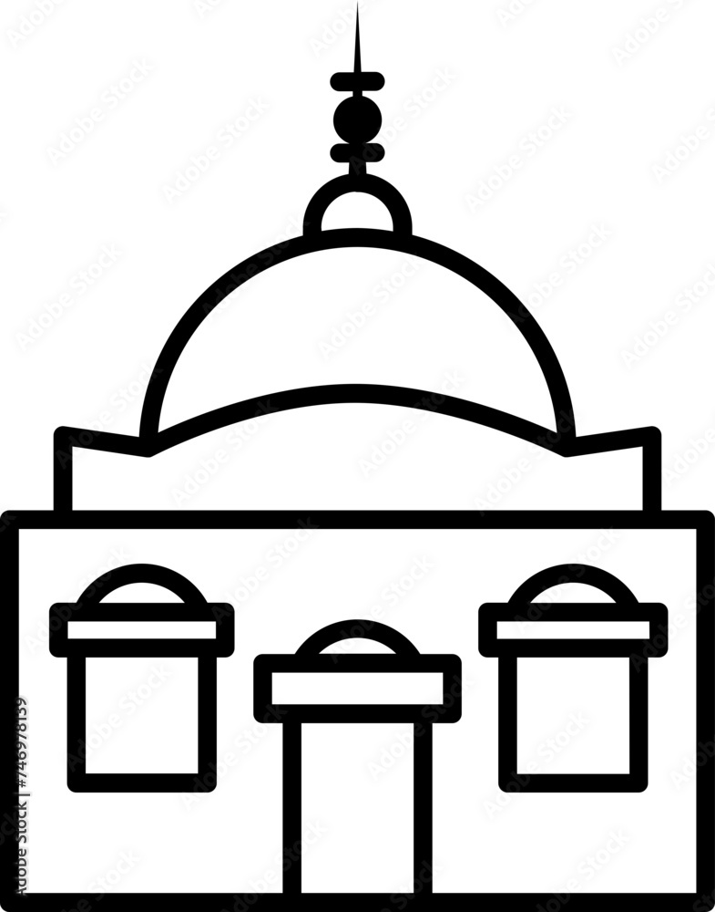 Poster line art illustration of gurudwara icon.