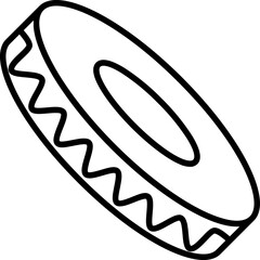 Tambourine drum icon in line art.