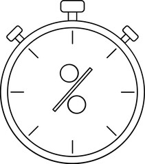 Discount Timer Icon In Black Outline.