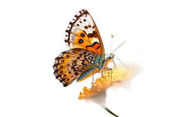 Macro Shot of a Butterfly's Delicate Proboscis Unfurling Isolated on Transparent Background PNG.