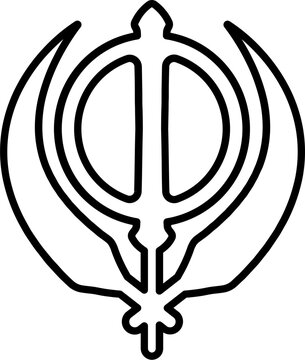 black sikh symbol on white background clip art preview