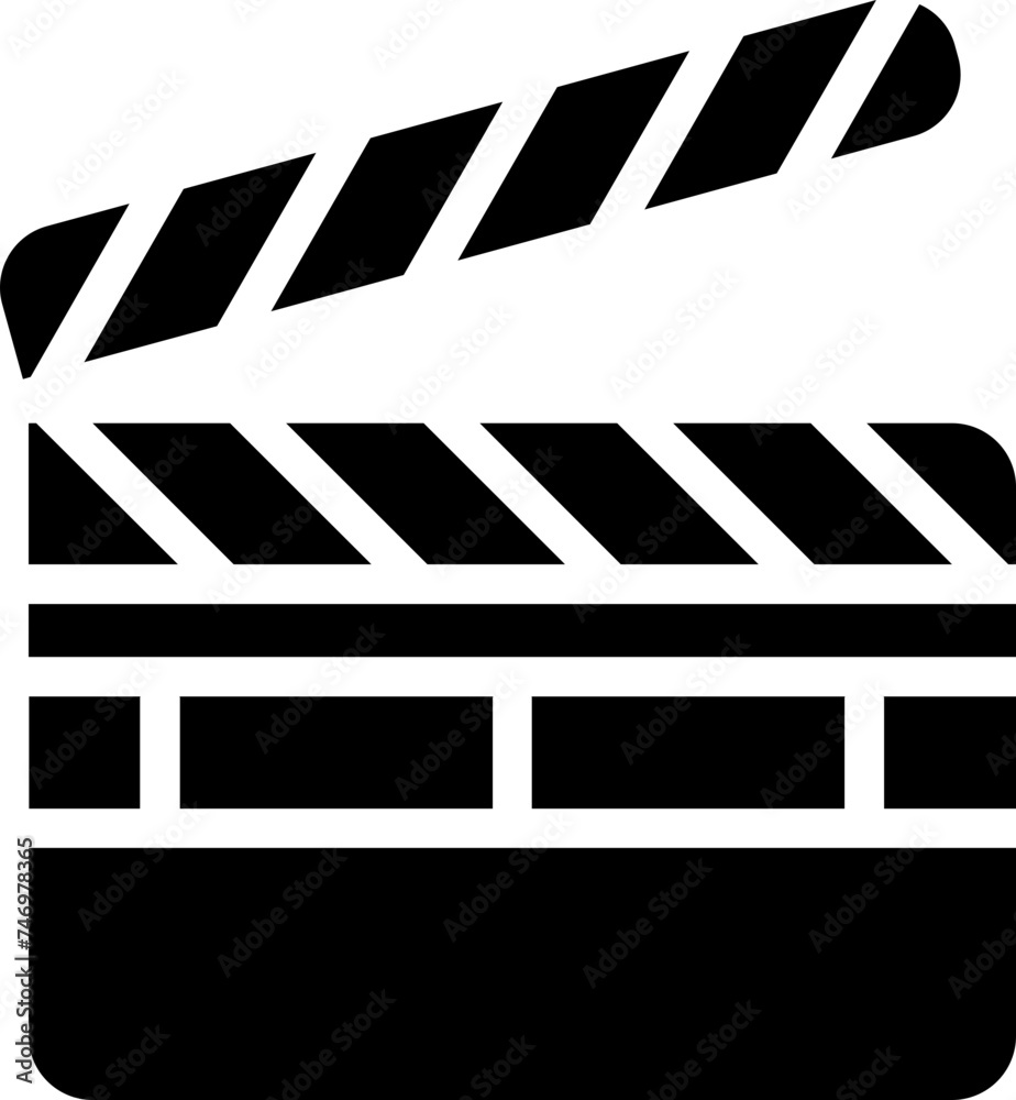 Canvas Prints clapperboard icon in black and white color.