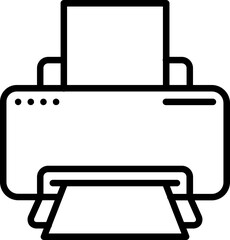 Printer Icon In Black Outline.