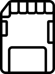 Memory or SD Card Icon In Black Line Art.