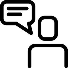 Line art illustration of user speech icon.