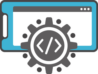 Vector illustration of Web Development or Setting app in smartphone icon.