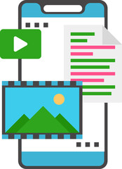 Illustration of Video or Picture Play List in Smartphone icon.