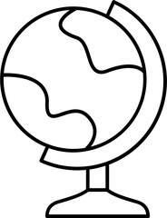 Earth globe stand icon in black line art.