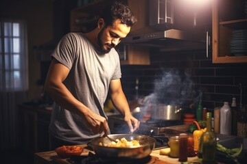 A Man Cooking in the Kitchen, Fictional Character Created By Generated AI.