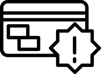Alert payment card icon in black line art.
