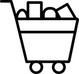 Line art illustration of shopping cart full icon.