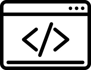 Web Coding Icon In Thin Line Art.