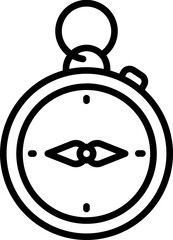 Compass Icon In Black Line Art.