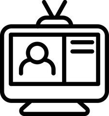 Human in Retro Television Screen Line Art Icon.