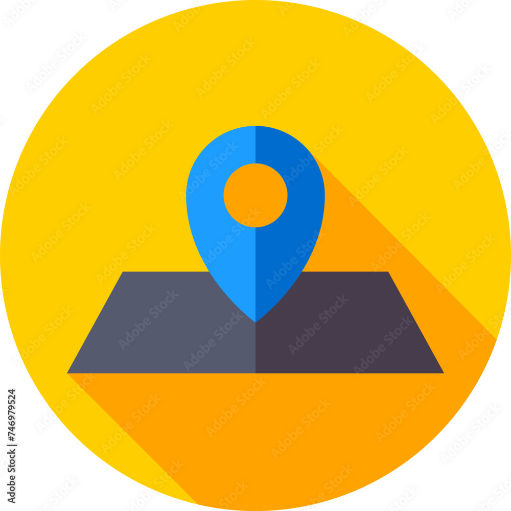 Canvas Prints blue map navigation icon on yellow circle background.