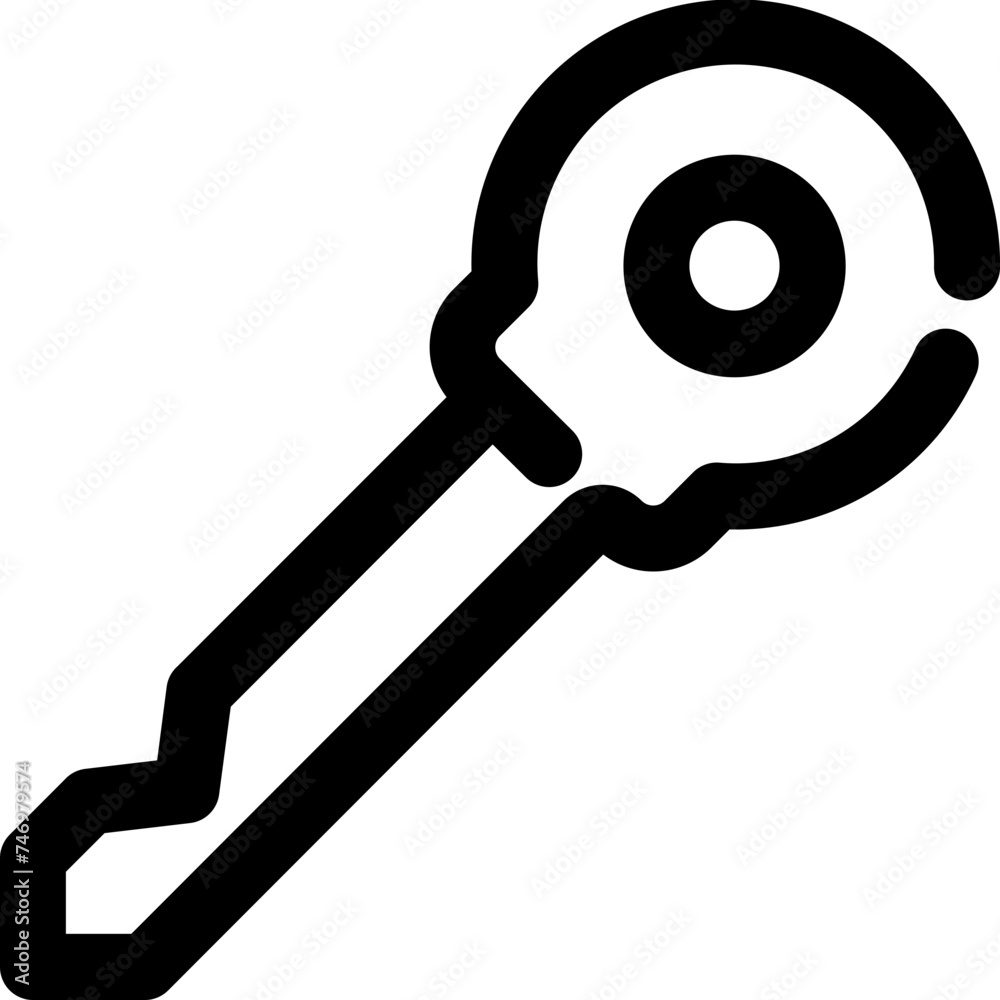 Poster isolated key icon in black line art.